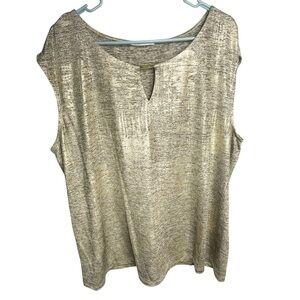 Calvin Klein Metallic Gold Shimmer Sleeveless Longline Top Blouse